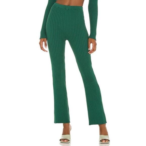 Callahan Knitwear Women's Green Pull-On Rib Knit Tailored Slim Pants Size L - Picture 1 of 8